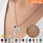Memorial wing and birthstone necklace — example engraving, view 2