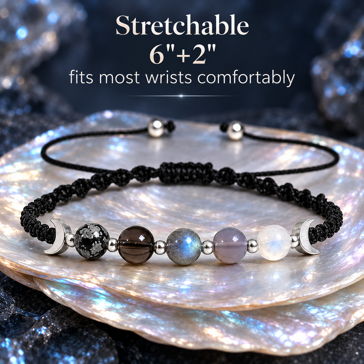 Moon phases crystal bracelet message card