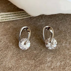 Minimalist zircon stud earrings detail