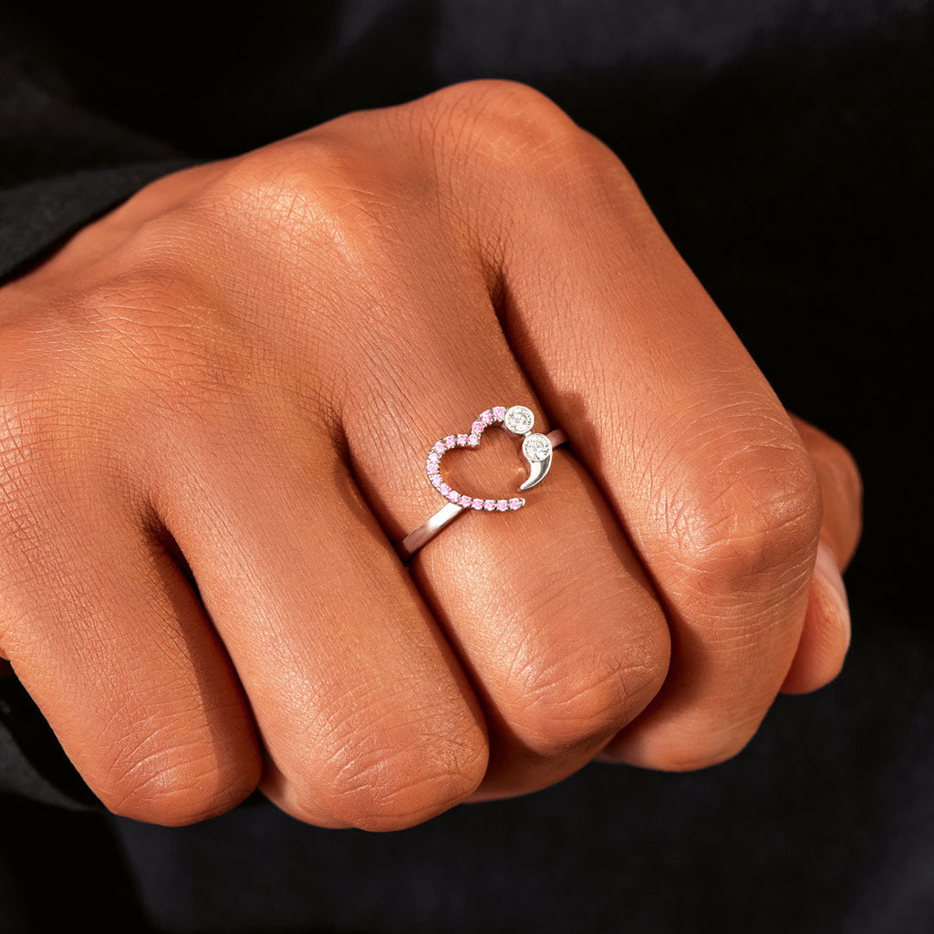 Granddaughter Never Give Up No Matter What Semicolon Ring