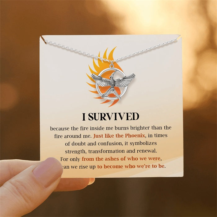 The Fire Inside Me Burns Brighter Than The Fire Around Me Circle Phoenix Necklace