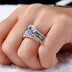 5 Carat Sparkling Moissanite Interchangeable Radiant Cut Ring Set