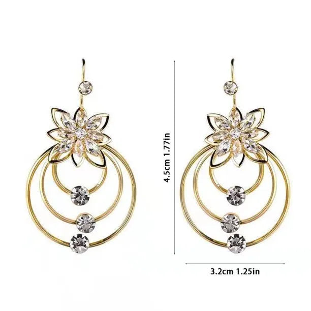 Italian Style Crystal Lotus Hoop Earrings