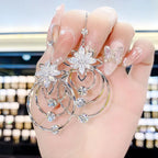 Italian Style Crystal Lotus Hoop Earrings