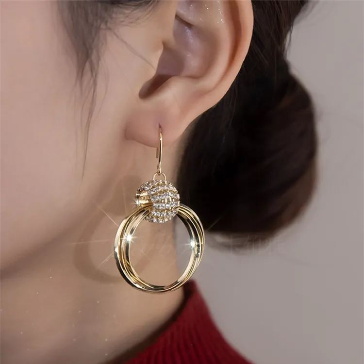 Mother'S Day French Style Crystal Hoop Earrings