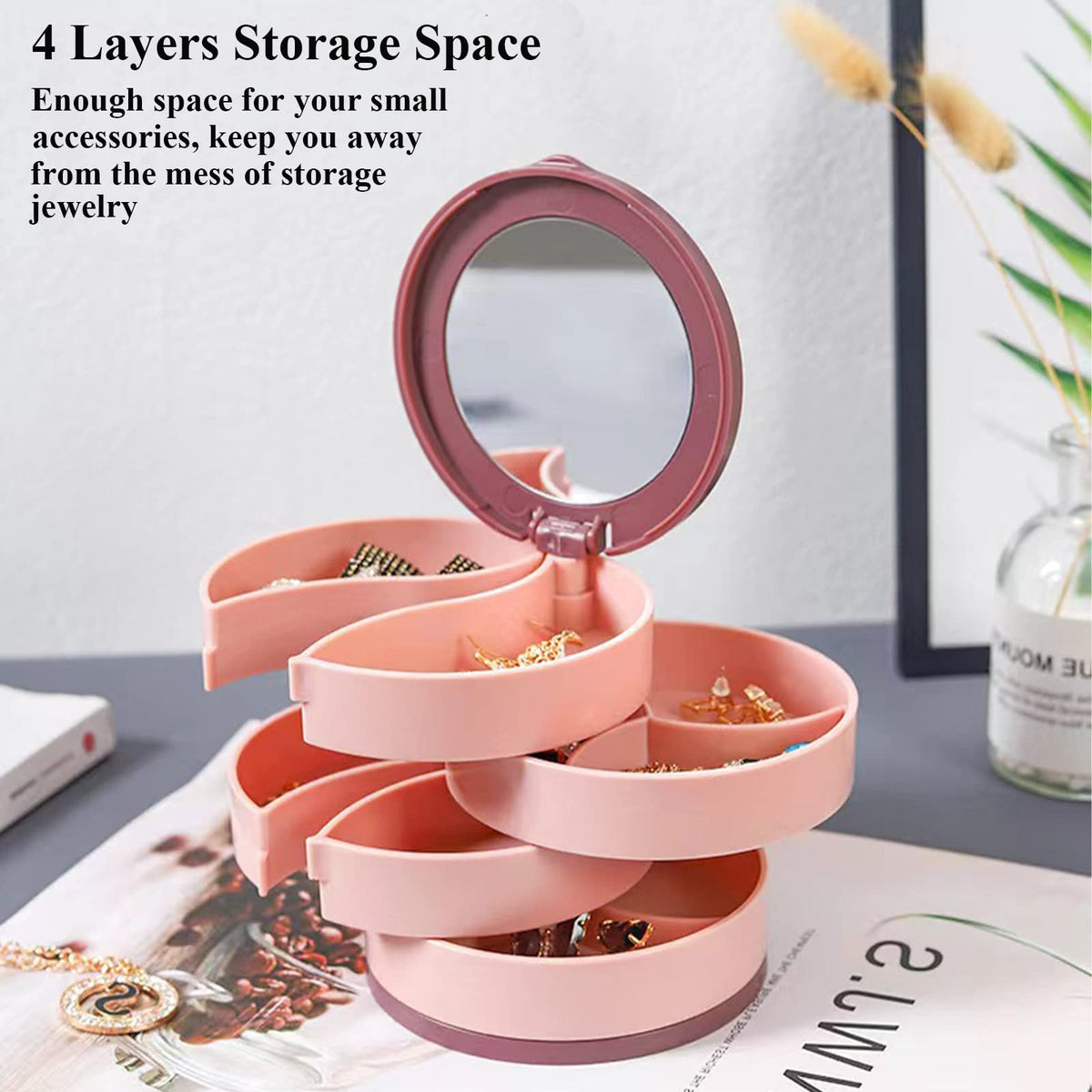 Mirror Rotation Jewelry Storage Box