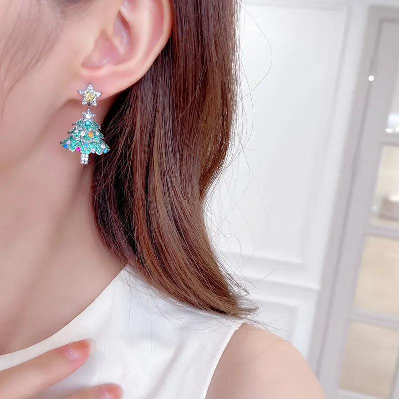 Colorful Shiny Christmas Tree Earrings