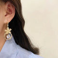 Crystal Zircon Flower Pendant Earrings