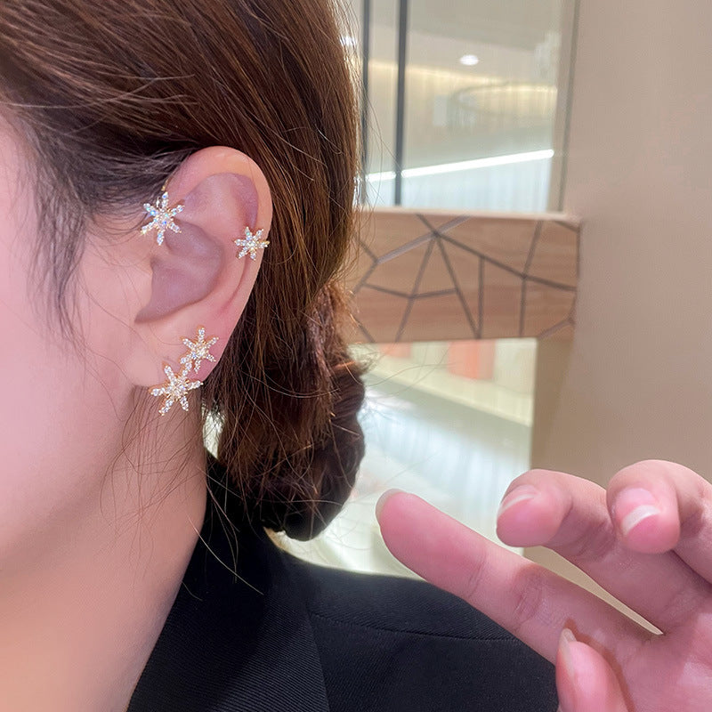 Sparkling Snowflake Zircon Earrings