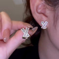 Cross Diamond Stud Earrings