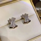 Cross Diamond Stud Earrings