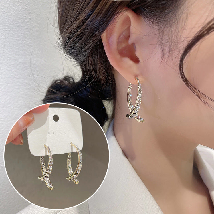 French Cross Mermaid Zircon Earrings
