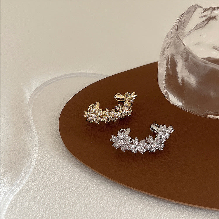 Micro Inlay Process Floral Ear Cuff