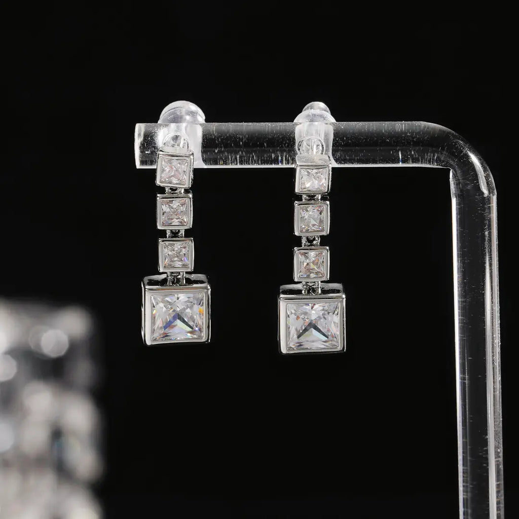 French Style Square Zircon Earrings