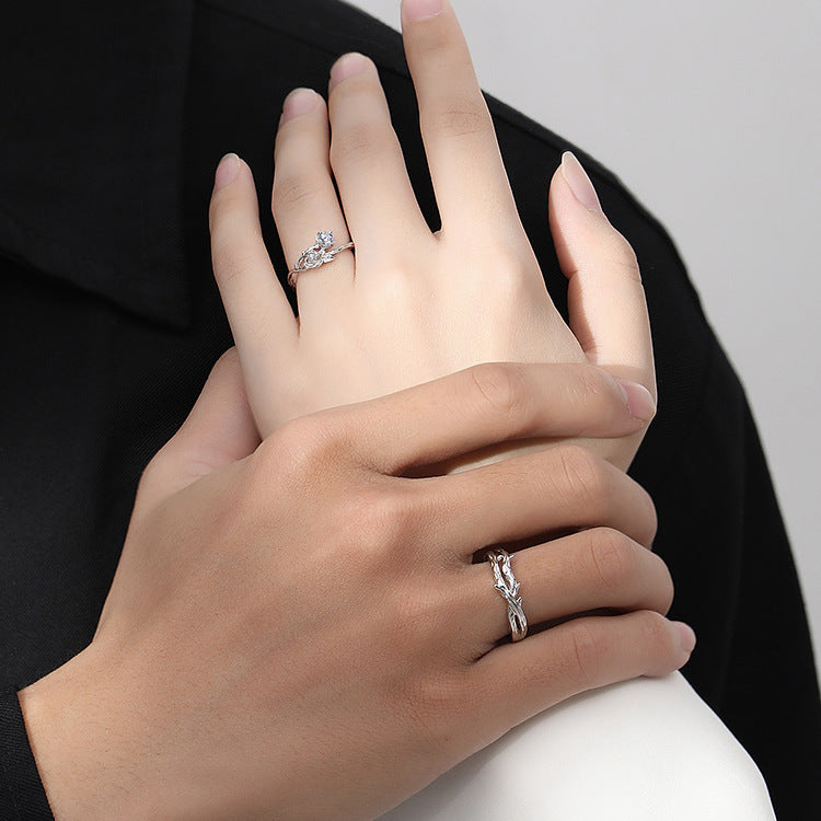Thorns and Roses S925 Silver Couple Ring