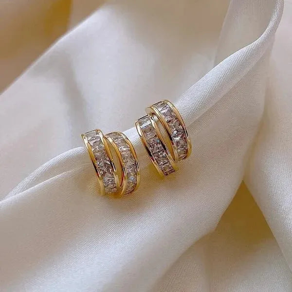 Simple C-shaped Diamond Earrings