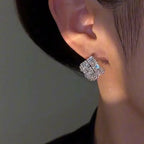 French Style Square Zircon Stud Earrings