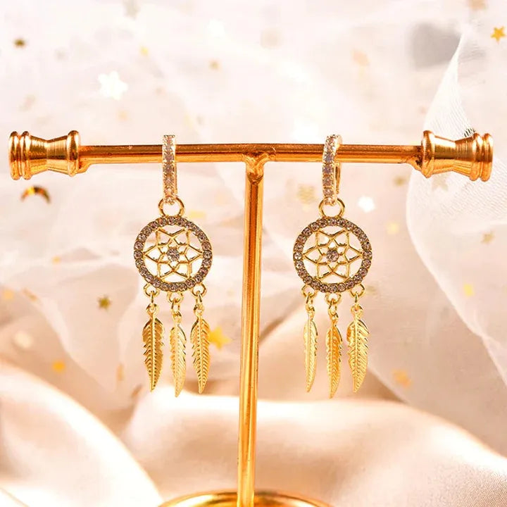 Golden Slumber Dreamcatcher Earrings
