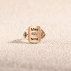 For Love - Custom Names And Birthstones Dainty Ring