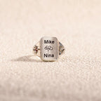 For Love - Custom Names And Birthstones Dainty Ring
