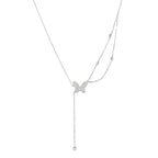 Sparkling Zircon Butterfly Tassel Necklace