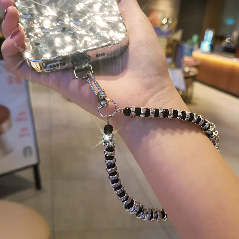 Sparkling Diamond Square Rhinestone Phone Lanyard