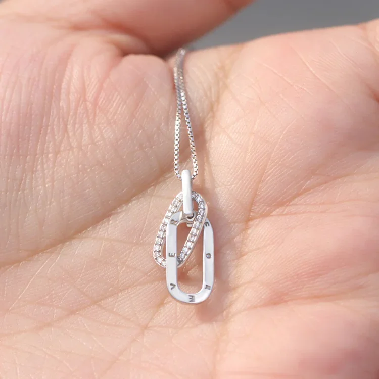 For Unbiological Daughter - We Are Forever Linked Together Interlocking Necklace