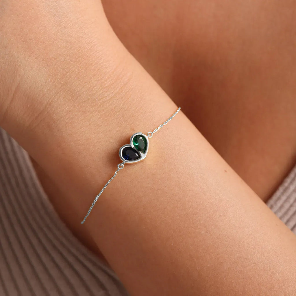 Valentine'S Day Pre-Saleforever Linked Together Custom Heart Birthstones Bracelet