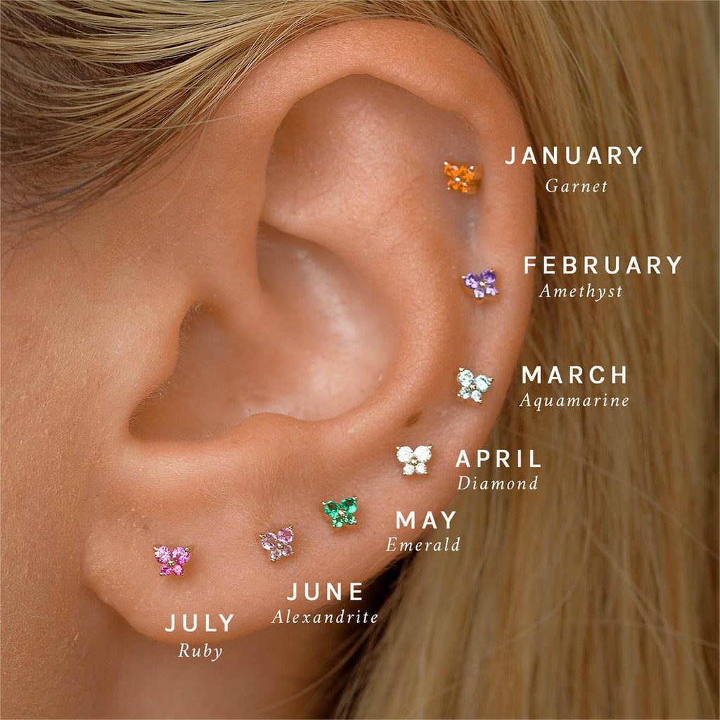 Butterfly Birthstone Stud Earrings