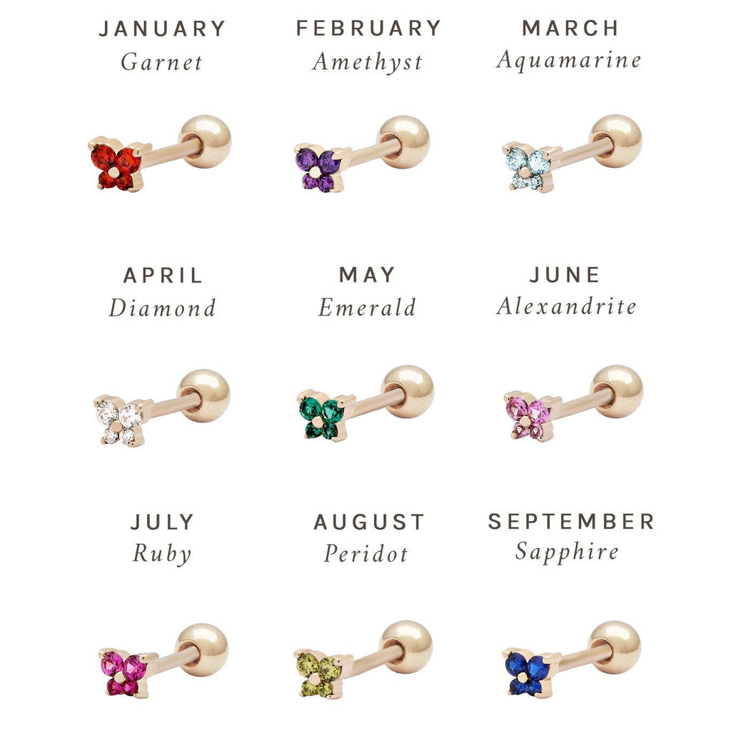 Butterfly Birthstone Stud Earrings