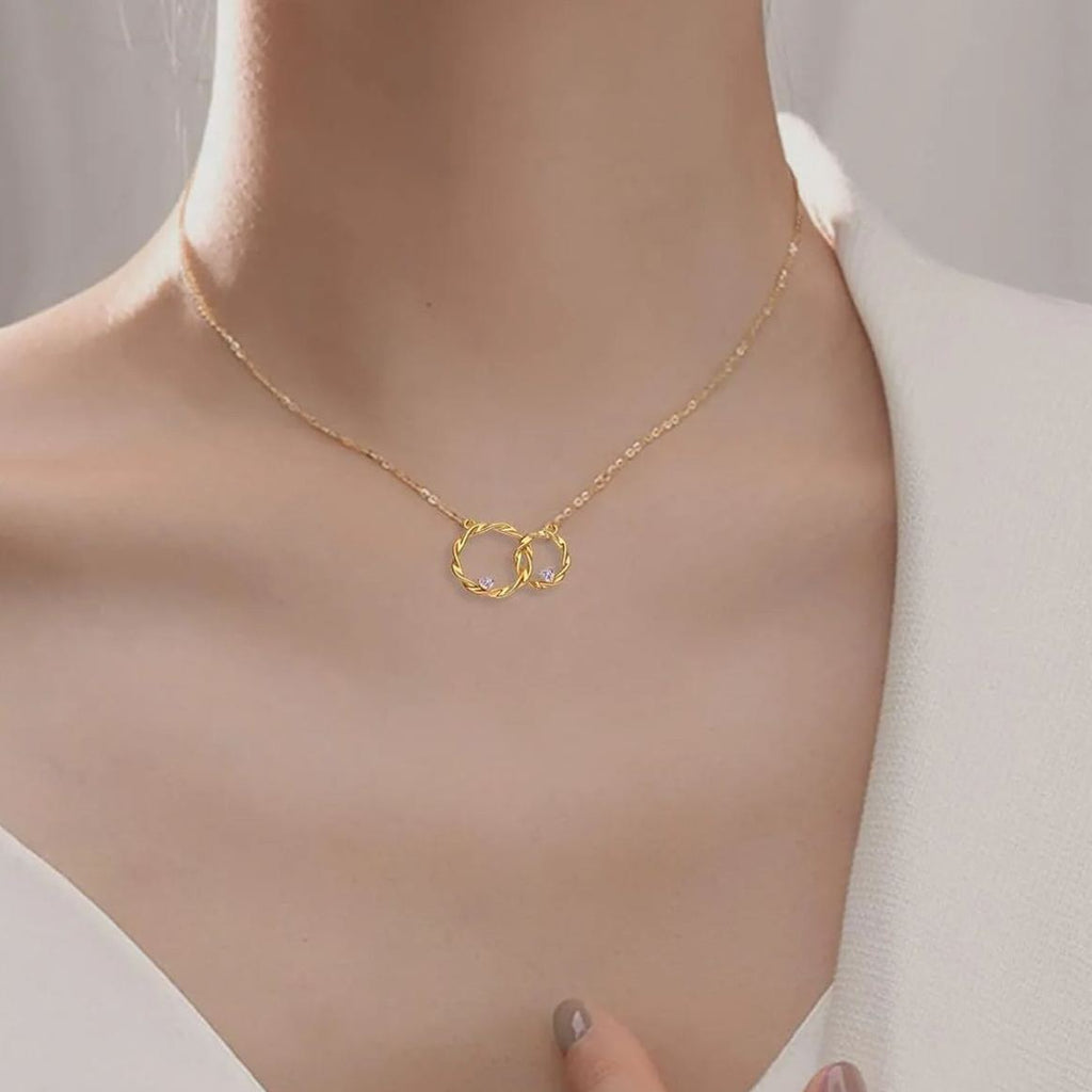 For Unbiological Daughter - We Are Forever Linked Together Double Circle Necklace