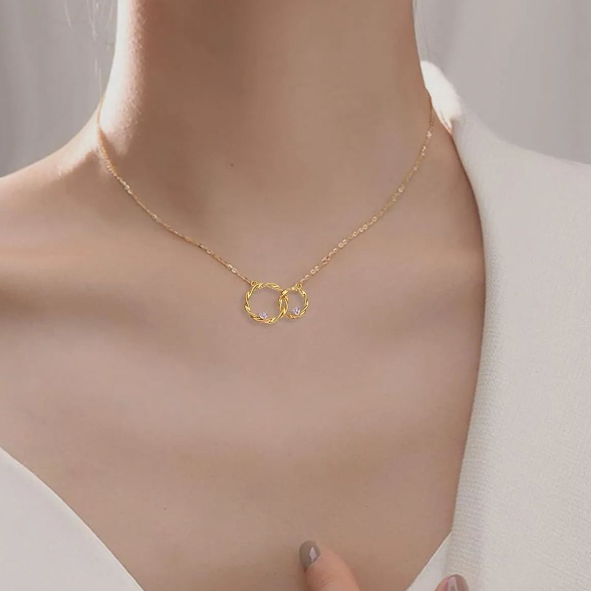 For My Granddaughter - I Always With You Double Circle Necklace