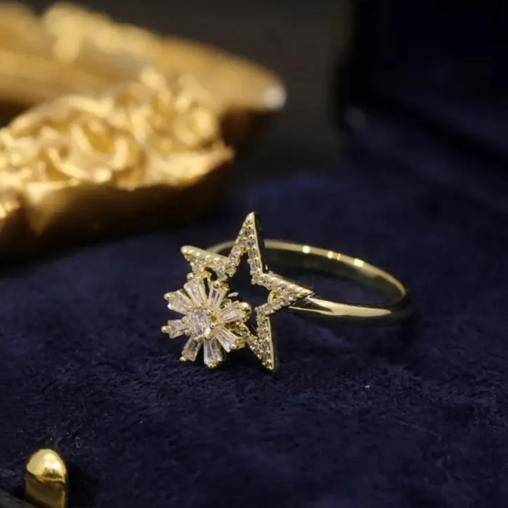 Rotating Star Flower Zircon Earrings