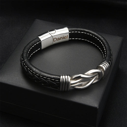 "To My Grandson" Family Bonds - Linked Forever Leather Bracelet