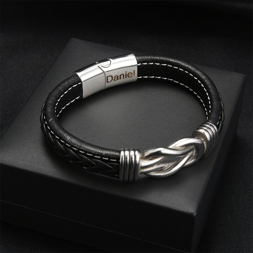 "To My Son" Family Bonds - Linked Forever Leather Bracelet