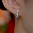 14K Gold-Plated Elegant Zircon Diamond Hoop Earrings