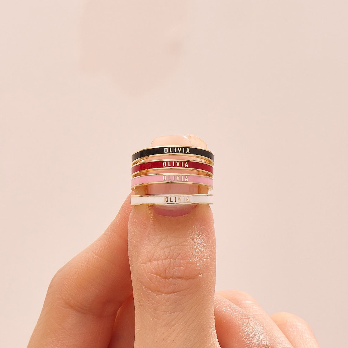 For Love- Exclusive Color Enamel Name Customized Ring