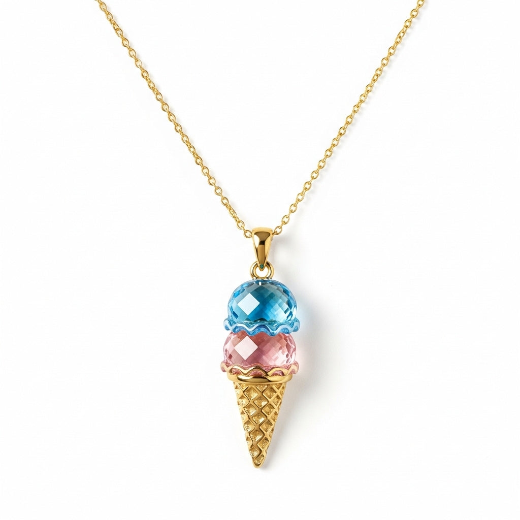 For Love- Custom Sweet Ice Cream Birthstones Necklace