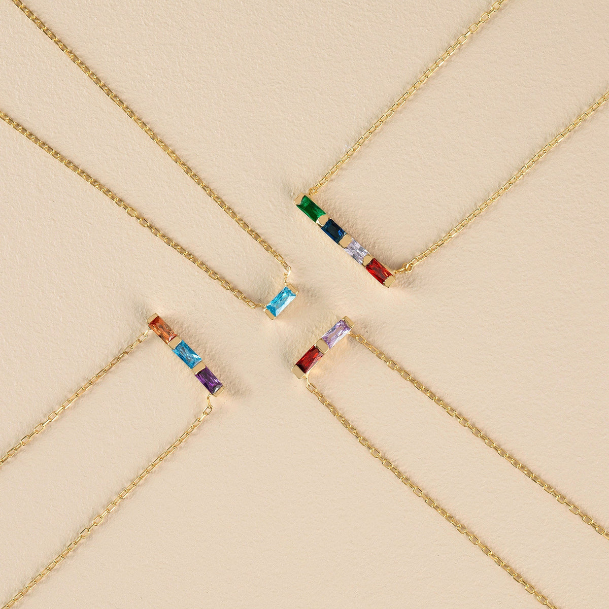 For Friend- Custom Baguette Birthstone Necklace