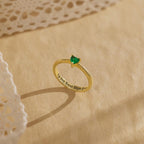 For Love - Engraved Heart Birthstone Ring