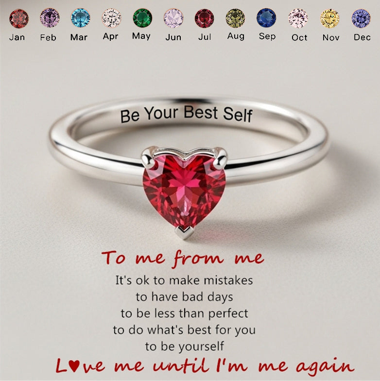 Be Your Best Self Heart Birthstone Ring