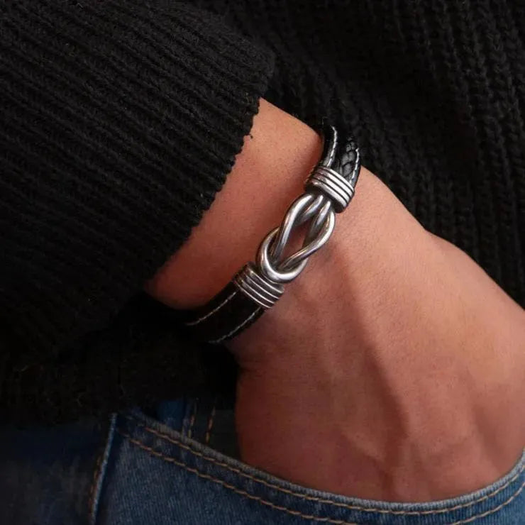 To My Grandson- Keep Me In Your Heart Leather Bracelet