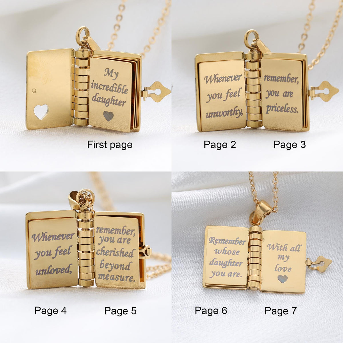 For Daughter -My Little Star Book Necklace