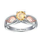 Personalized Hug From Heaven Memorial Angel Wings Ring