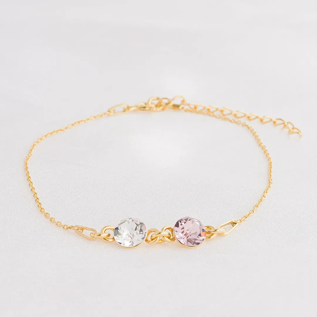 Mother And Daughter Forever Linked Together Custom Birthstones Bracelet