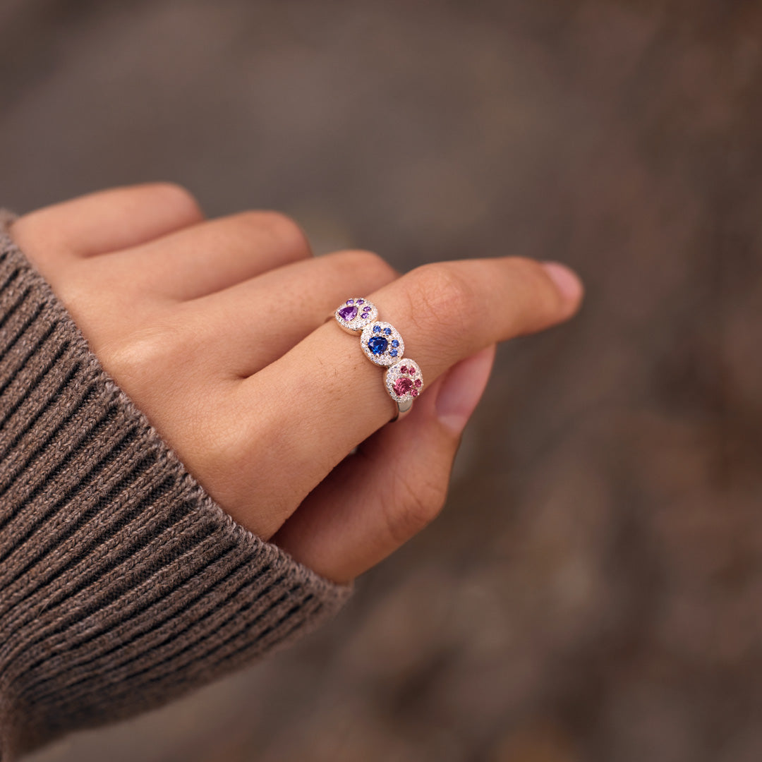 Proud Dog Mom 1–5 Paw Birthstone Custom Ring
