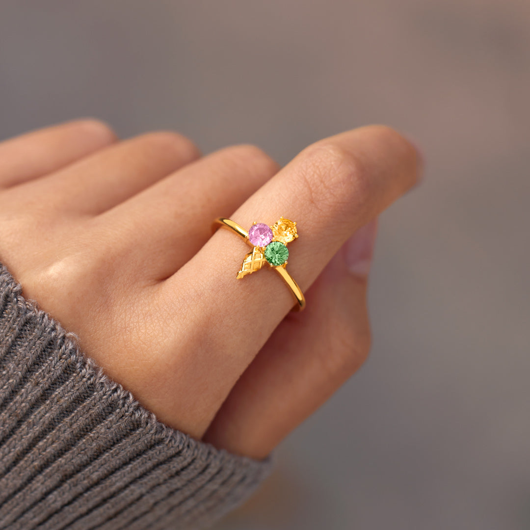Mama's Love Never Melts Ice Cream Birthstones Ring