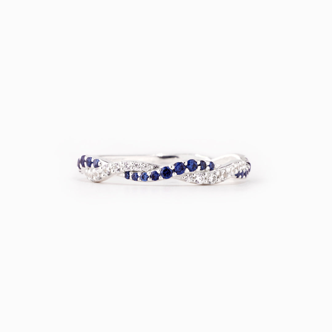 Mother & Daughter Double Birthstones Wave Ring