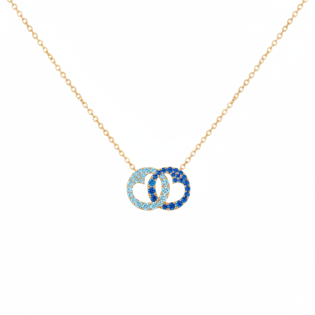 Best Btches Linking Hearts Circle Birthstone Necklace