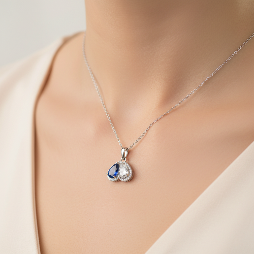 For My Daughter- Custom Promise Two Heart Birthstone Necklace